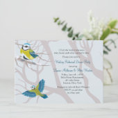 Verbundenes Schnee-Vogel-Proben-Abendessen-Party Einladung (Stehend Vorderseite)