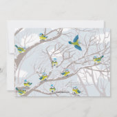 Verbundenes Schnee-Vogel-Proben-Abendessen-Party Einladung (Rückseite)