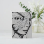 Verbundenes Schwarz/Weiß Zeichnend Postkarte (Stehend Vorderseite)