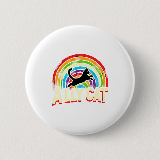 Verbündete Katze Lgbt Pride Katze Button (Vorderseite)