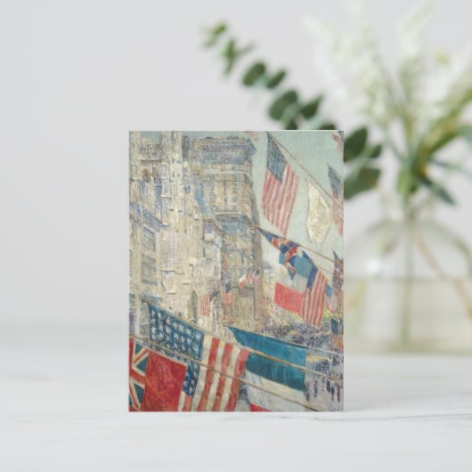 Verbündete Tag | Childe Hassam Postkarte (Stehend Vorderseite)