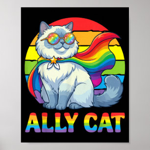 Verbündeter britisch Langhaar-Superheld-Katze LGBT Poster