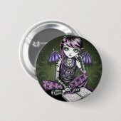 Verbündeter Emo Tätowierungs-Rosa-karierte Fee Button (Vorne & Hinten)