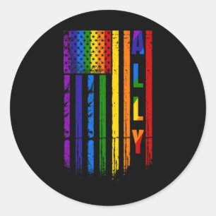 Verbündeter Lgbt Lgbtq Regenbogen Stolz Amerikanis Runder Aufkleber