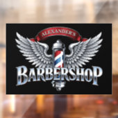 Verchromter Barberpfahl mit Flügeln Fensteraufkleber (Blatt 2)