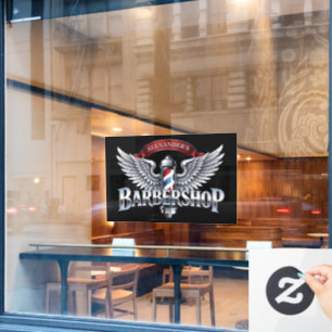 Verchromter geflügelter Barbierpfosten Fensteraufkleber