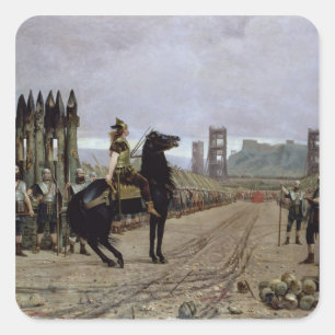 Vercingetorix vor Caesar, 52 BC, 1886 Quadratischer Aufkleber