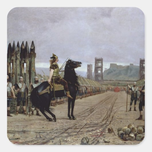 Vercingetorix vor Caesar, 52 v. Chr., 1886 Quadratischer Aufkleber (Vorderseite)