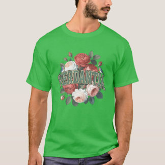 Verda Floral Emblem mit Birds Design Familie T-Shirt