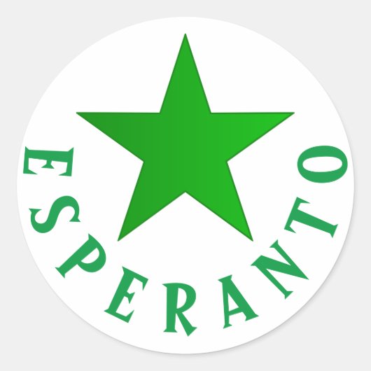 Verda Stelo (Esperanto Star) Runder Aufkleber (Vorderseite)