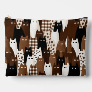 Verdächtige Katzen Muster – Mocha-Braun-Palette –  Zubehörtasche