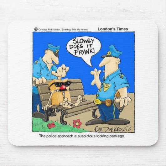 Verdächtiges Paket Funny Police Cartoon Geschenke Mousepad (Vorne)