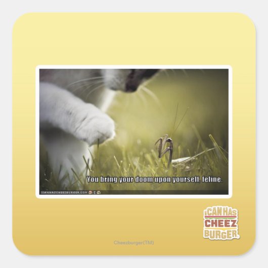 Verdammt über euch quadratischer aufkleber (Vorderseite)