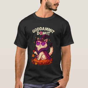 Verdammte Donut-Hexe-Diva-Katze Lustig Halloween P T-Shirt