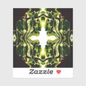 Verdant Abstract Green Gold Black White Fluid Art Aufkleber (Blatt)