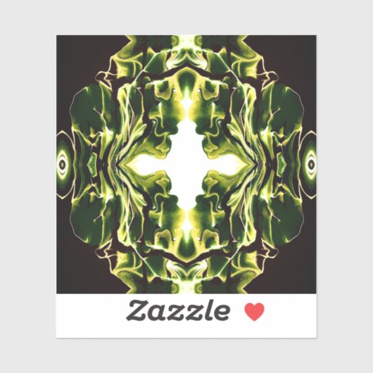 Verdant Abstract Green Gold Black White Fluid Art Aufkleber (Blatt)