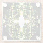 Verdant Abstract Green Gold Black White Fluid Art Glasuntersetzer (Rückseite)