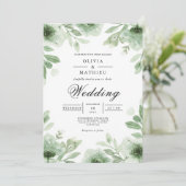Verdant Bloom Botanical Romance Wedding Einladung (Stehend Vorderseite)