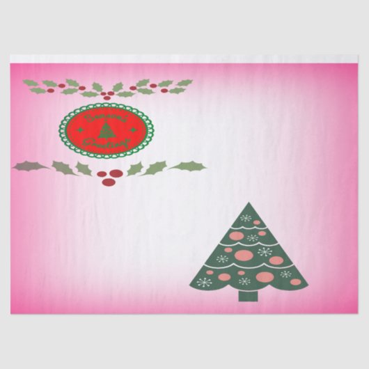 Verdant Christmas Tree Green Holly Muster Seidenpapier (Vorderseite)