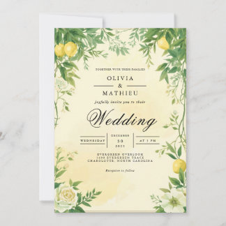 Verdant Citrus Blüh Wedding Einladung