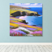 Verdant Cliffs und Azure Waves Leinwanddruck (Insitu (Holzboden))