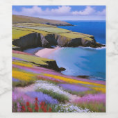 Verdant Cliffs und Azure Waves Weinetikett (Einzelnes Label)