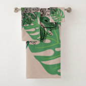 Verdant Embrace: Mandala and Leaf Design Badhandtuch Set (Insitu)