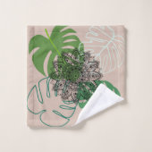 Verdant Embrace: Mandala and Leaf Design Badhandtuch Set (Waschlappen)