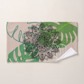 Verdant Embrace: Mandala and Leaf Design Badhandtuch Set (Handtuch)