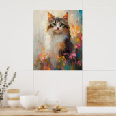 Verdant-Eyed Maine Coon in Spring Flowers Poster (Küche)