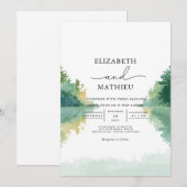Verdant Forest Lake Wedding Einladung (Vorne/Hinten)