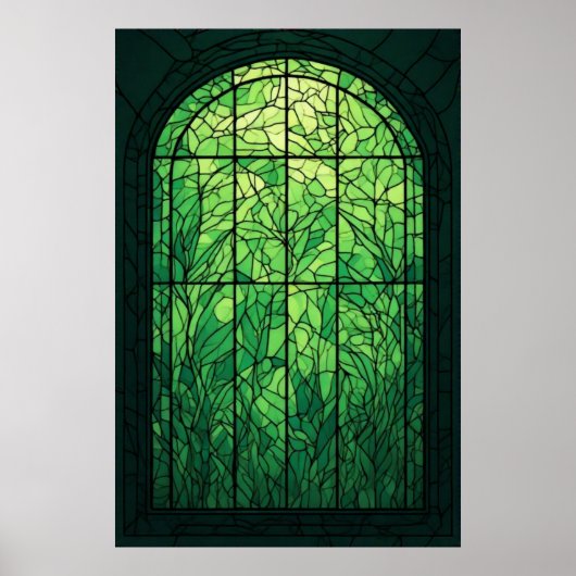 Verdant Glow: Ein festes Glasfenster in der Natur Poster (Vorne)