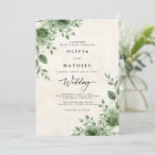 Verdant Green Floral Wedding Einladung (Stehend Vorderseite)