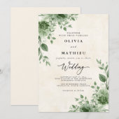 Verdant Green Floral Wedding Einladung (Vorne/Hinten)