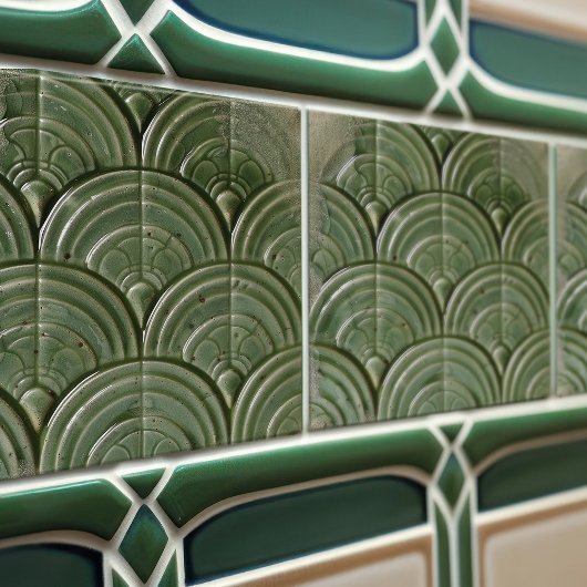 Verdant Jade Art Nouveau Inspirierte Keramik Tile Fliese