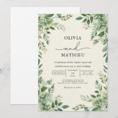 Verdant Leafy Botanical Blüh Wedding Einladung (Vorne/Hinten)