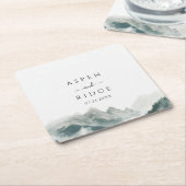 Verdant Peaks Misty Forest Botanical Paper Coaster Rechteckiger Pappuntersetzer (angewinkelt)