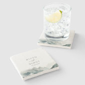 Verdant Peaks Misty Forest Botanical Stone Coaster Steinuntersetzer (Seitenansicht)