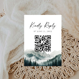 Verdant Peaks Misty Forest Watercolor RSVP Karte