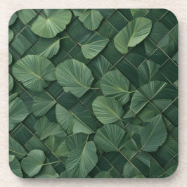 Verdant Rhythm: Tropical Leaf Grid Getränkeuntersetzer