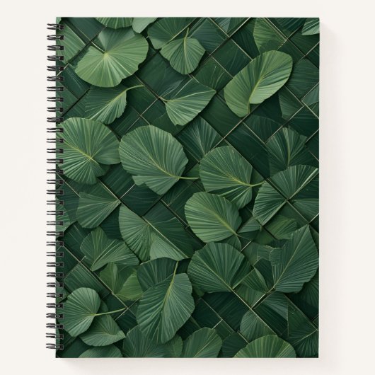 Verdant Rhythm: Tropical Leaf Grid Notizblock (Vorderseite)