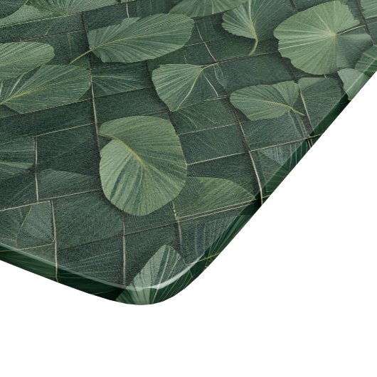 Verdant Rhythm: Tropical Leaf Grid Schneidebrett (Ecke)