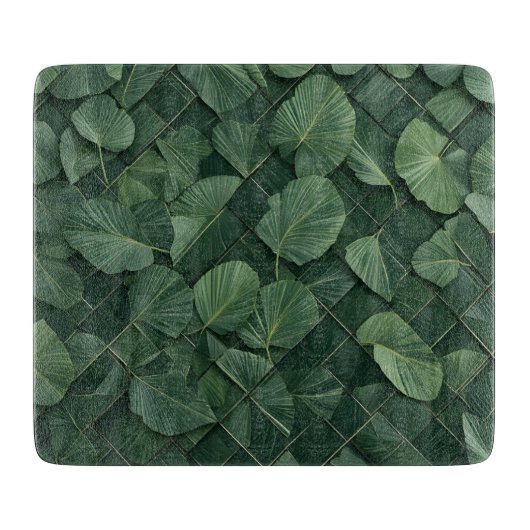 Verdant Rhythm: Tropical Leaf Grid Schneidebrett (Vorderseite)