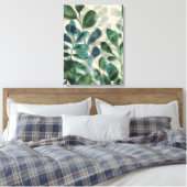 Verdant Sophisticiness - Tropische Blätter Leinwanddruck (Insitu (Schlafzimmer))