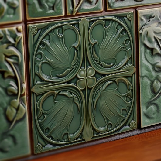Verdant Symphony Art Nouveau Keramik Tile Fliese