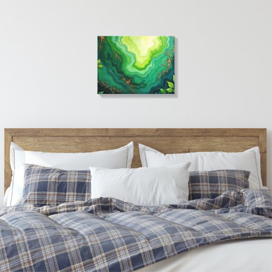 Verdant Veins – 16"x12" Jungle Flow Abstract Fluid Leinwanddruck (Insitu (Schlafzimmer))