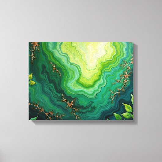 Verdant Veins – 16"x12" Jungle Flow Abstract Fluid Leinwanddruck (Vorderseite)