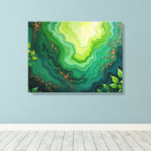 Verdant Veins – 24"x18" Jungle Flow Abstract Fluid Leinwanddruck (Insitu (Holzboden))