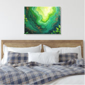 Verdant Veins – 24"x18" Jungle Flow Abstract Fluid Leinwanddruck (Insitu (Schlafzimmer))