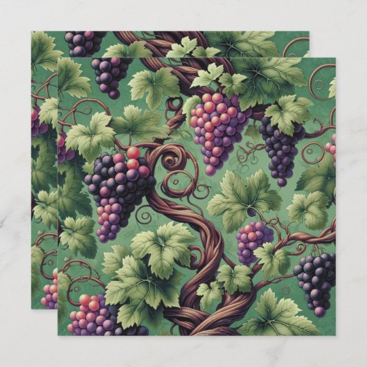 Verdant Vineyard Bliss: Ein Tapestry von Grapevine Einladung (Vorne/Hinten)